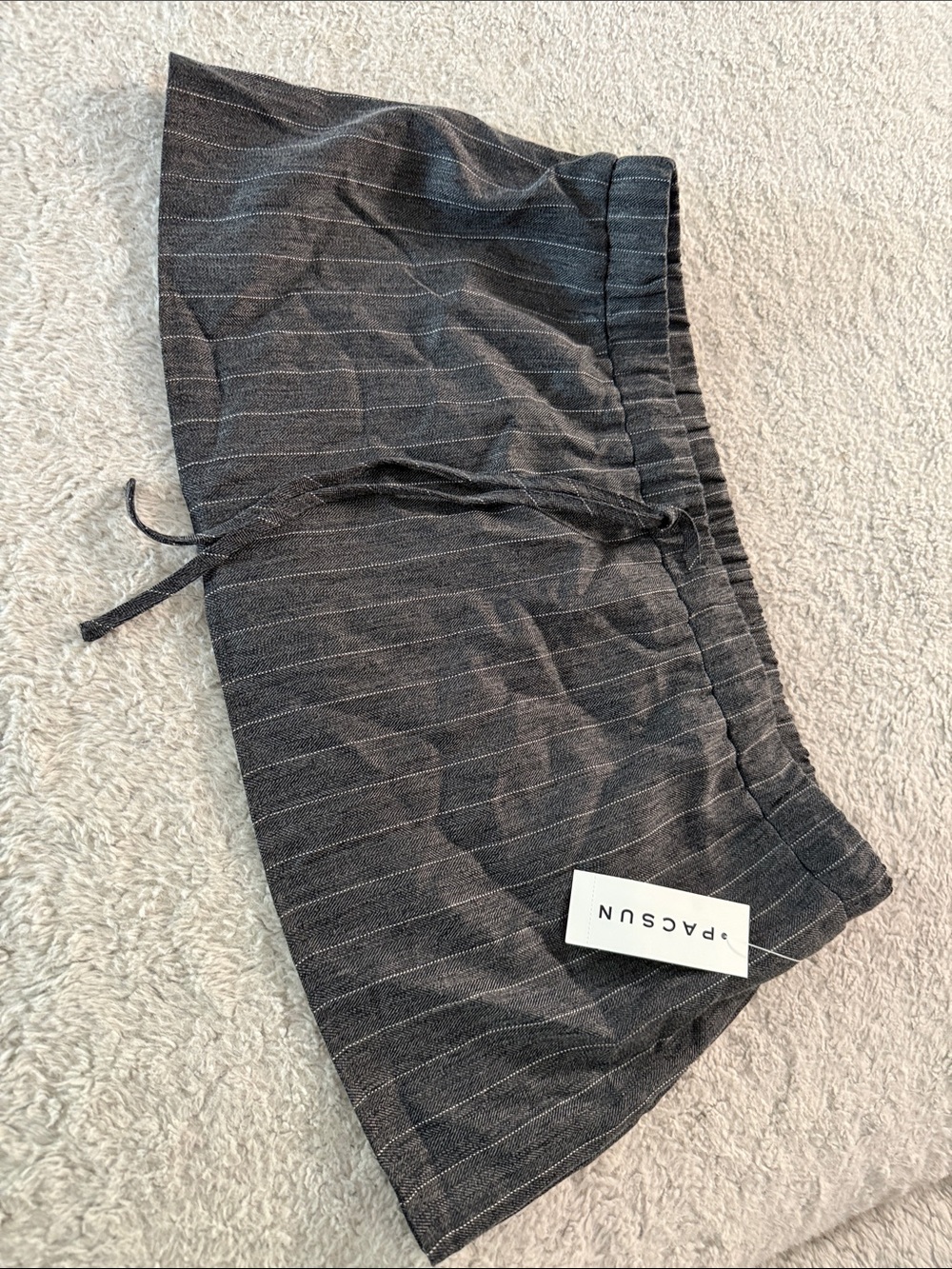 PacSun Charcoal Pinstripe Drawstring Flat Front Shorts